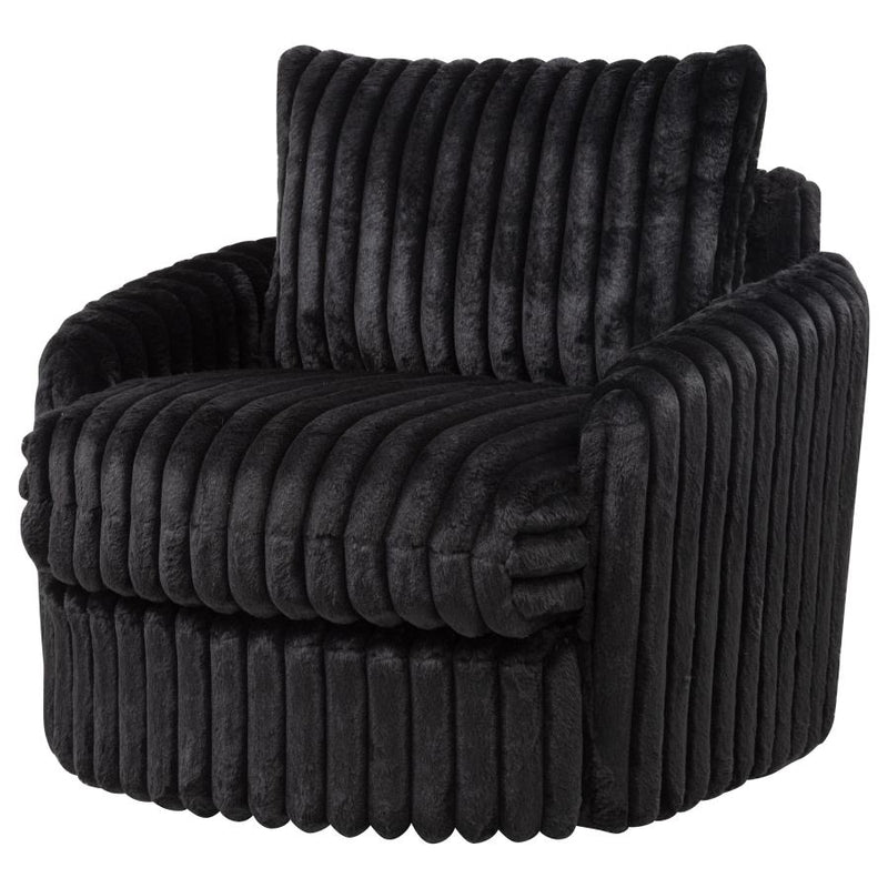 Sarco Corduroy Upholstered Swivel Accent Arm Chair Black-zoom-