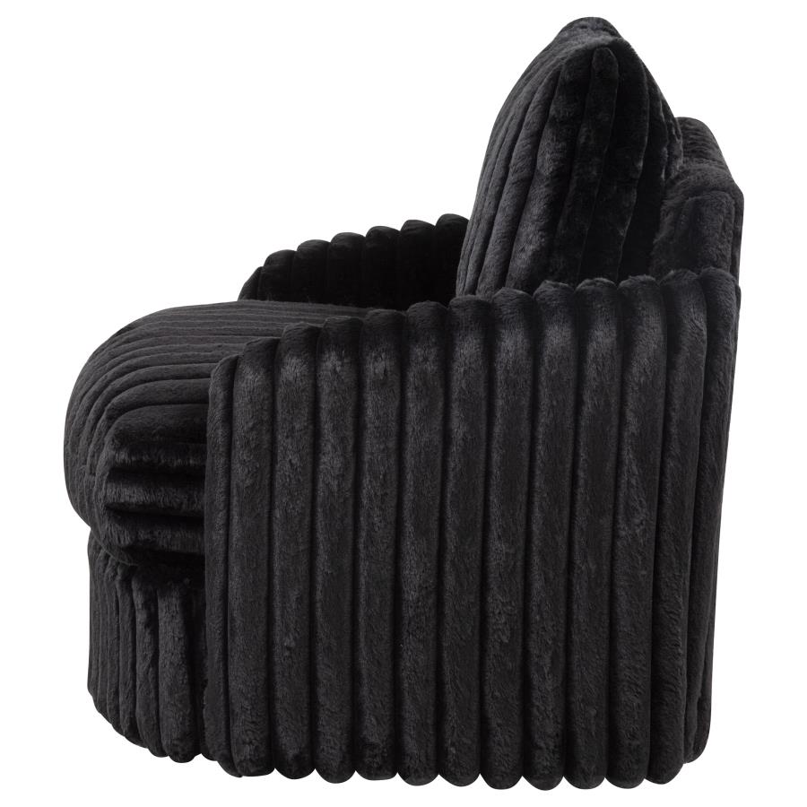 Sarco Corduroy Upholstered Swivel Accent Arm Chair Black-zoom-5