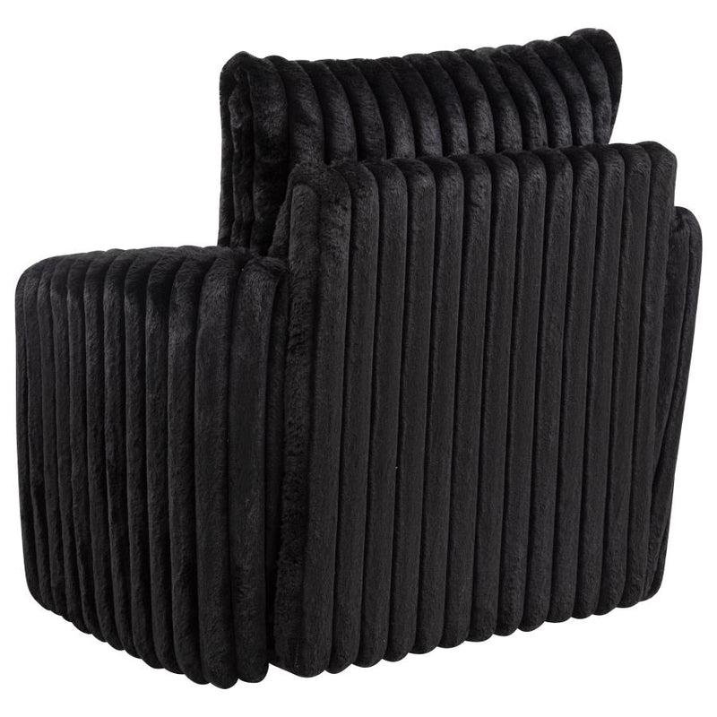 Sarco Corduroy Upholstered Swivel Accent Arm Chair Black-zoom-