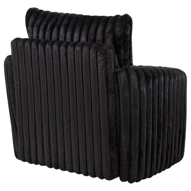 Sarco Corduroy Upholstered Swivel Accent Arm Chair Black-zoom-