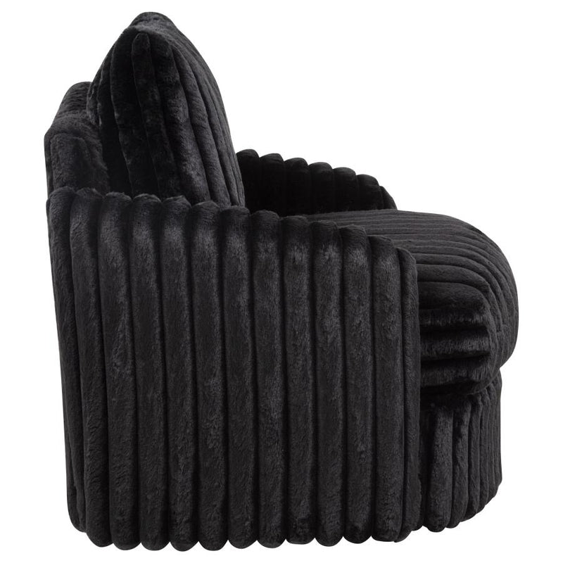 Sarco Corduroy Upholstered Swivel Accent Arm Chair Black-zoom-