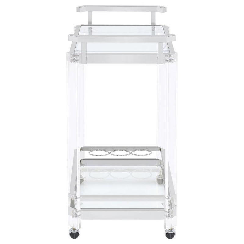 Jefferson 2-tier Glass Shelf Acrylic Bar Cart Chrome-zoom-