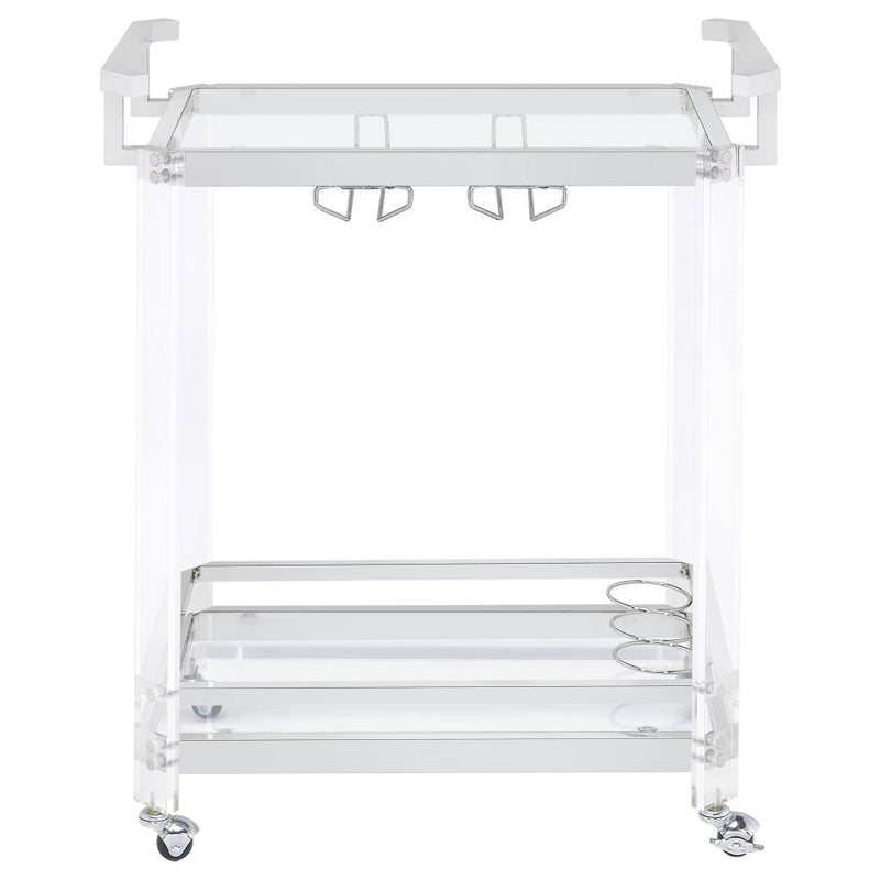 Jefferson 2-tier Glass Shelf Acrylic Bar Cart Chrome-zoom-