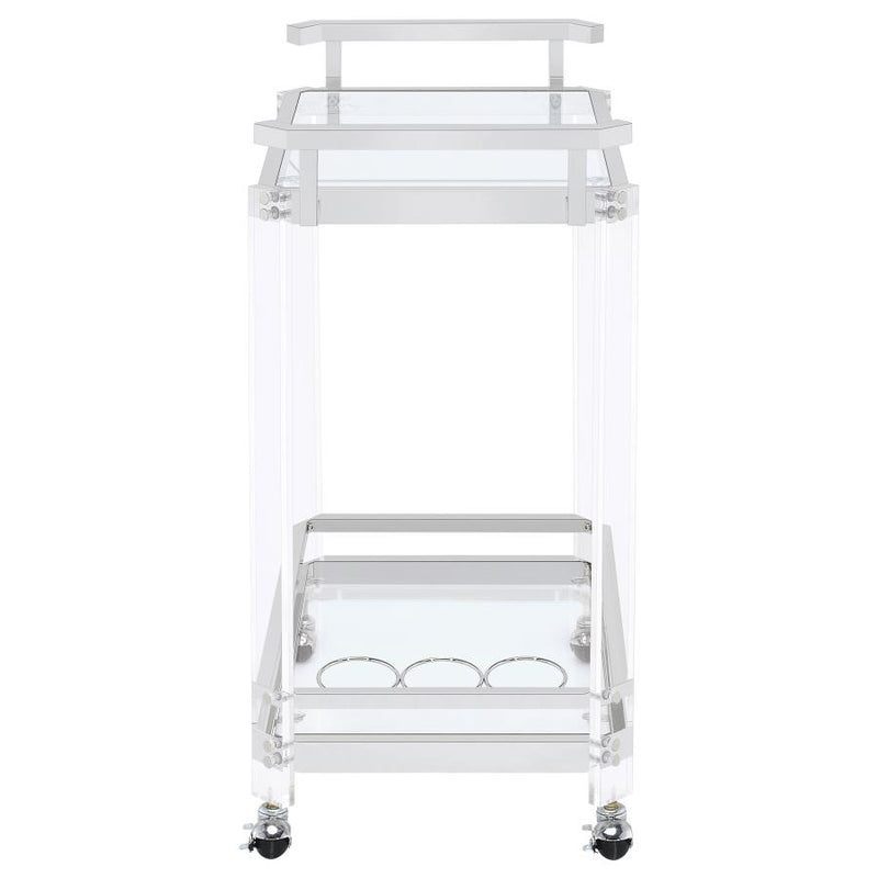 Jefferson 2-tier Glass Shelf Acrylic Bar Cart Chrome-zoom-
