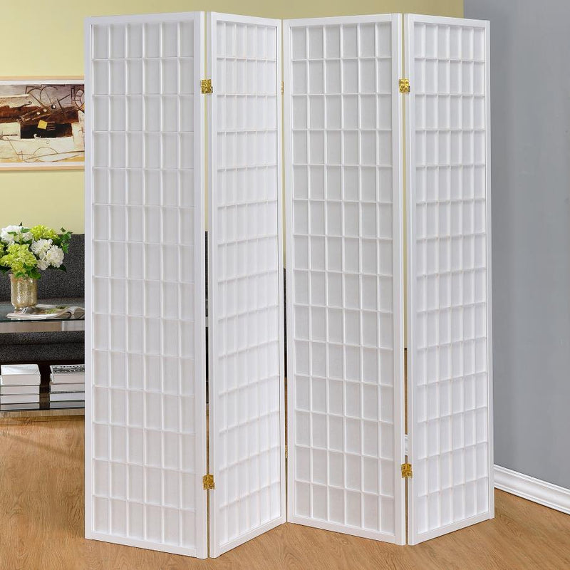 Roberto 4-Panel Room Divider Folding Shoji Screen White-zoom-