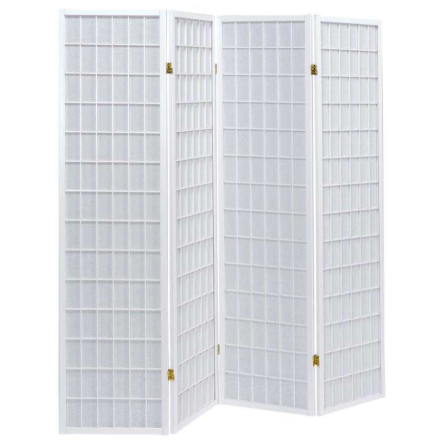 Roberto 4-Panel Room Divider Folding Shoji Screen White-zoom-1