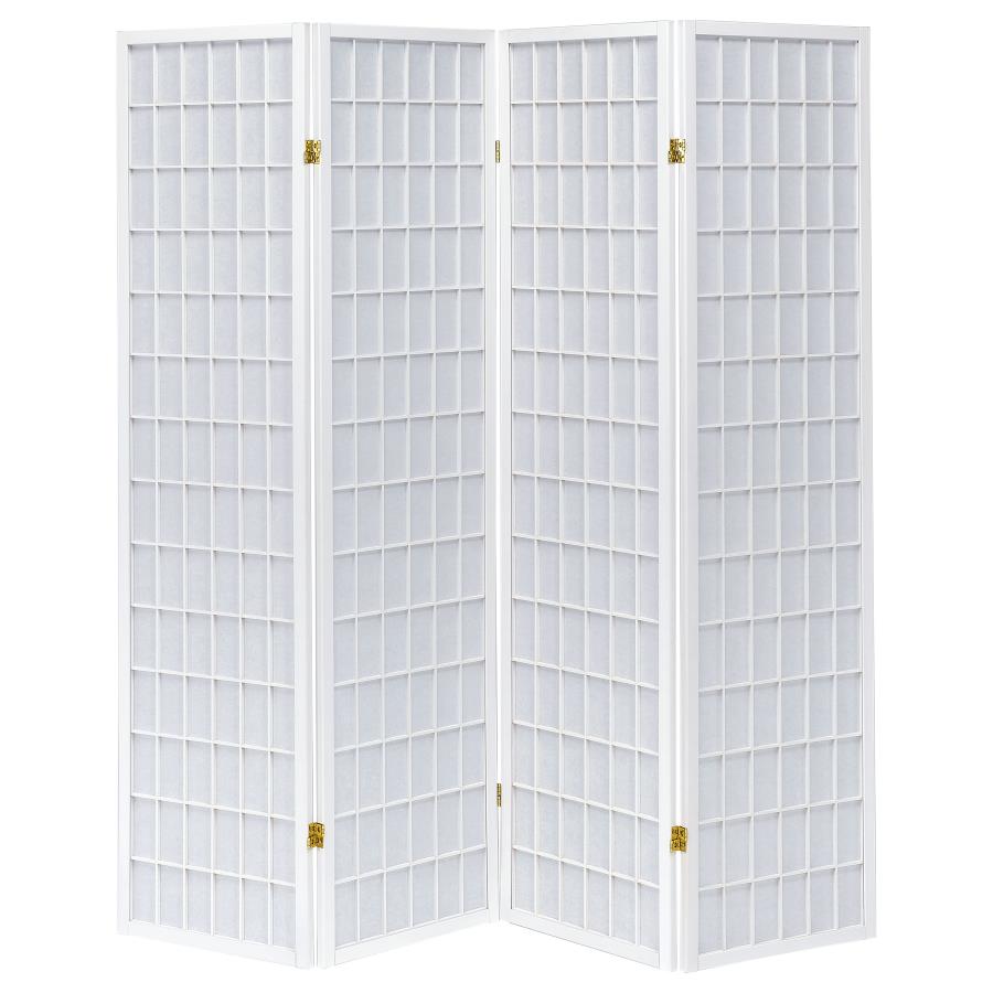 Roberto 4-Panel Room Divider Folding Shoji Screen White-3