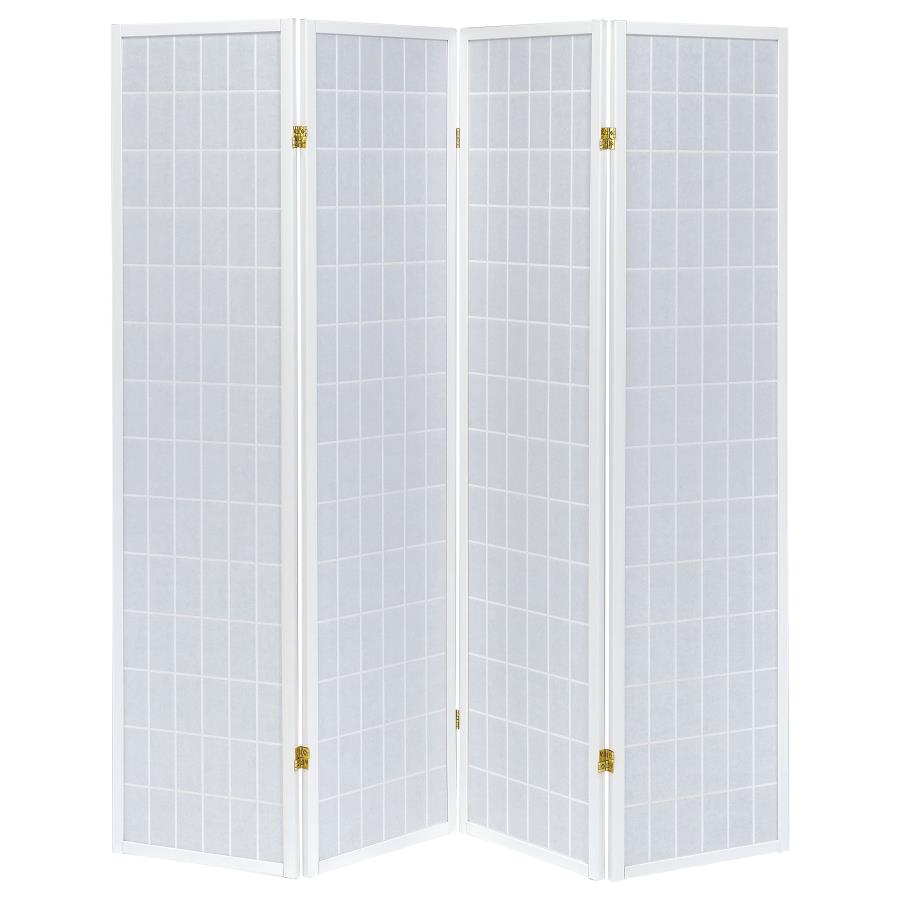 Roberto 4-Panel Room Divider Folding Shoji Screen White-zoom-4