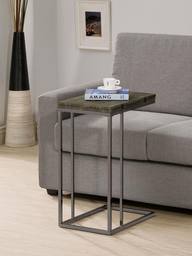 Pedro Expandable C-Shaped Sofa Side Table Weathered Grey-2