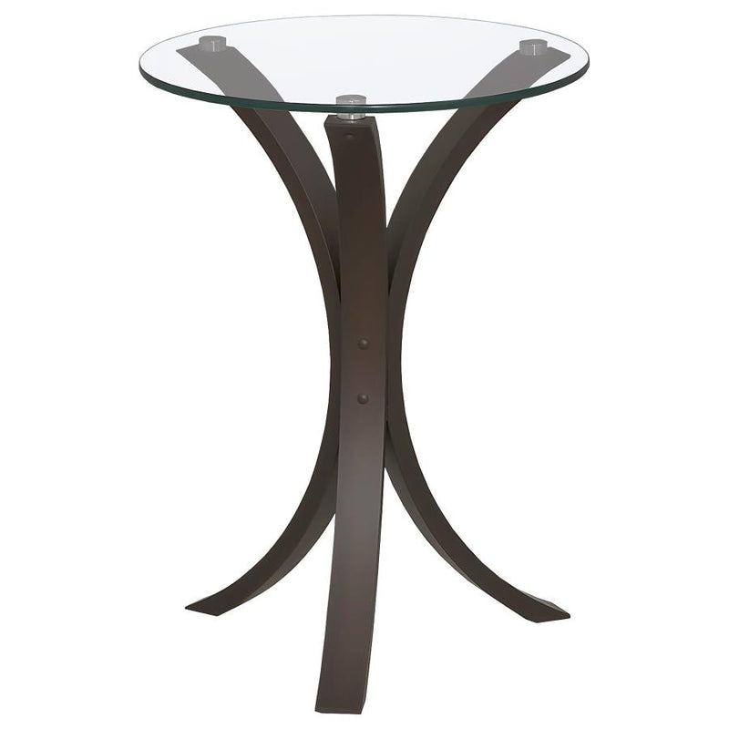 Edgar Round Glass Top Accent Side Table Cappuccino-zoom-