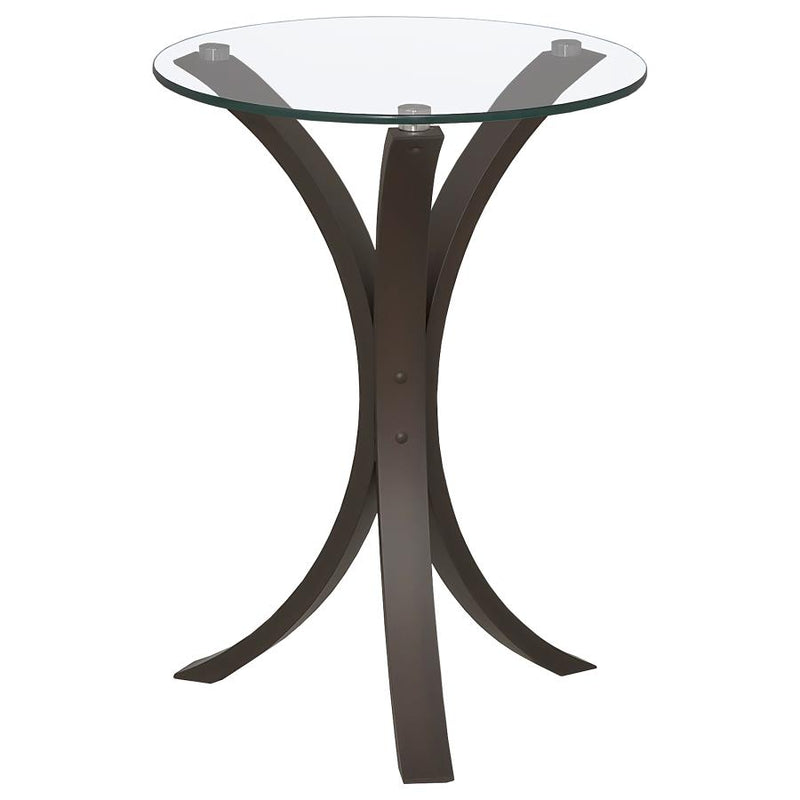 Edgar Round Glass Top Accent Side Table Cappuccino-zoom-
