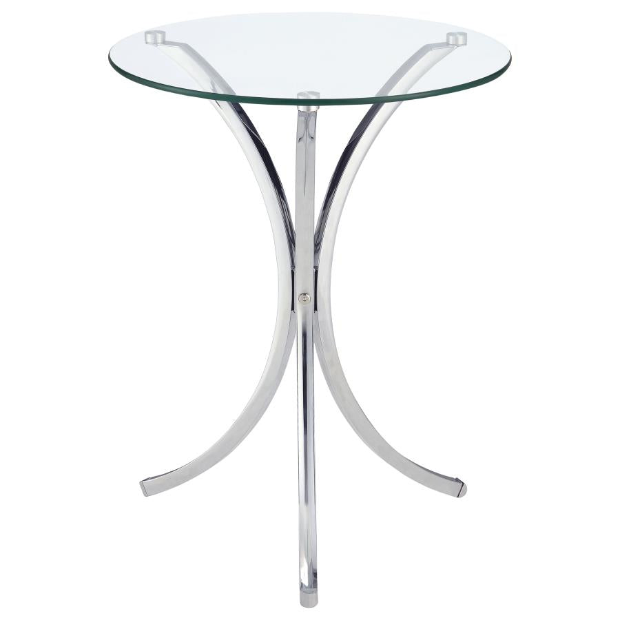 Eloise Round Glass Top Accent Side Table Chrome-1