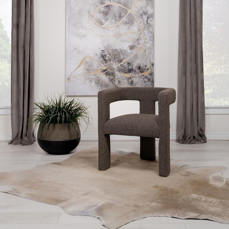 Petra Boucle Upholstered Accent Side Chair Chocolate Brown-zoom-