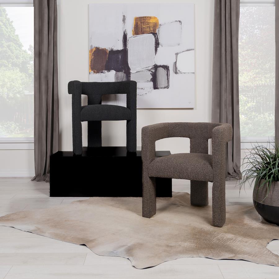 Petra Boucle Upholstered Accent Side Chair Chocolate Brown-zoom-12