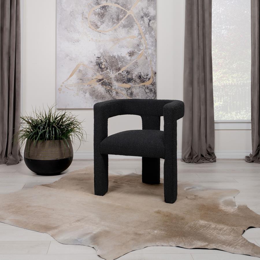 Petra Boucle Upholstered Accent Side Chair Black-zoom-2