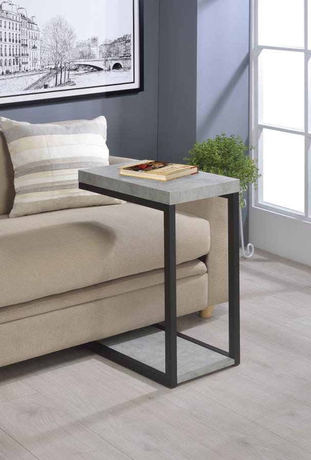 Beck Engineered Wood C-Shape Sofa Side Table Cement-zoom-