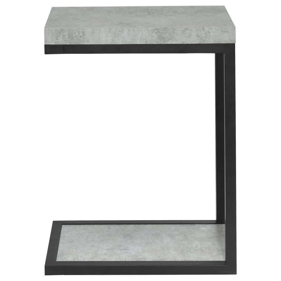 Beck Engineered Wood C-Shape Sofa Side Table Cement-4