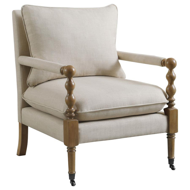 Dempsy Upholstered Accent Chair with Casters Beige-zoom-