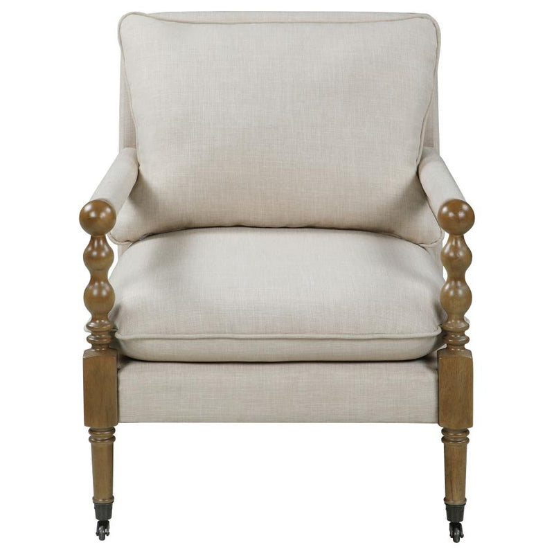 Dempsy Upholstered Accent Chair with Casters Beige-zoom-
