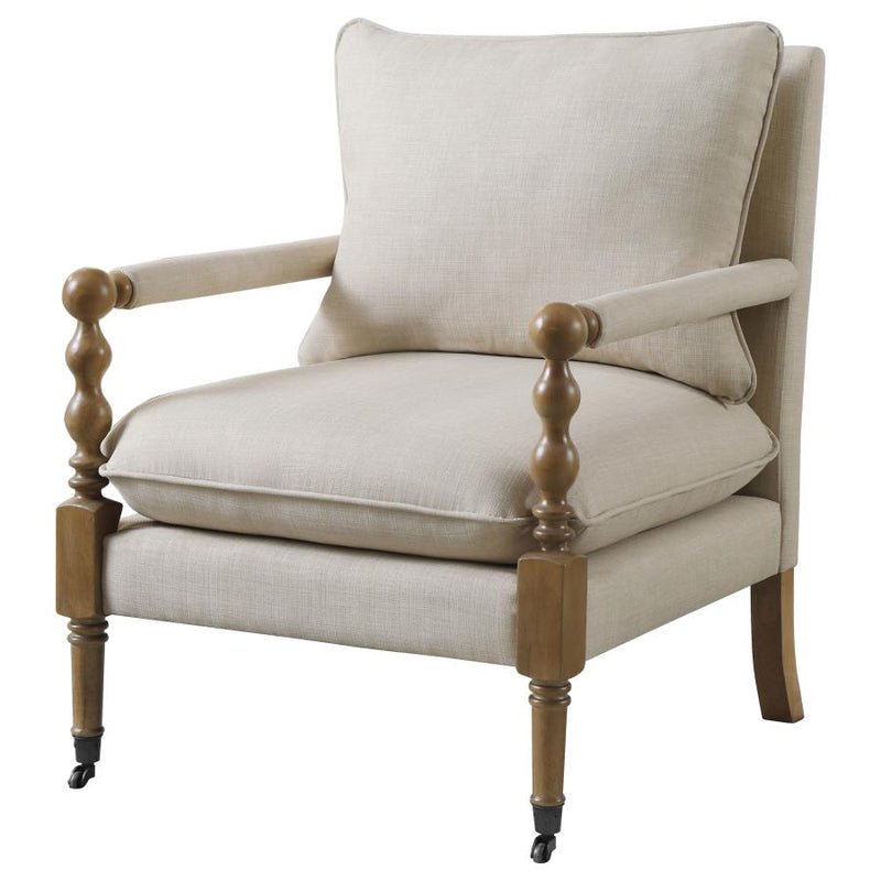 Dempsy Upholstered Accent Chair with Casters Beige-zoom-
