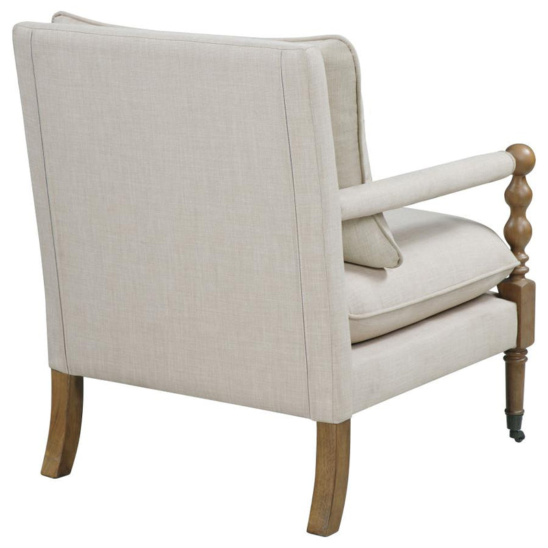 Dempsy Upholstered Accent Chair with Casters Beige-zoom-