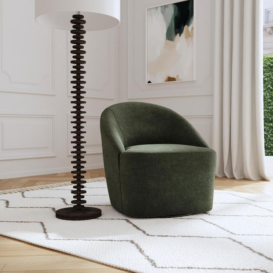 Leon Upholstered Barrel Accent Swivel Chair Hunter Green-zoom-2