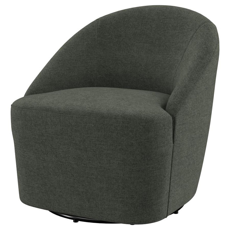 Leon Upholstered Barrel Accent Swivel Chair Hunter Green-zoom-
