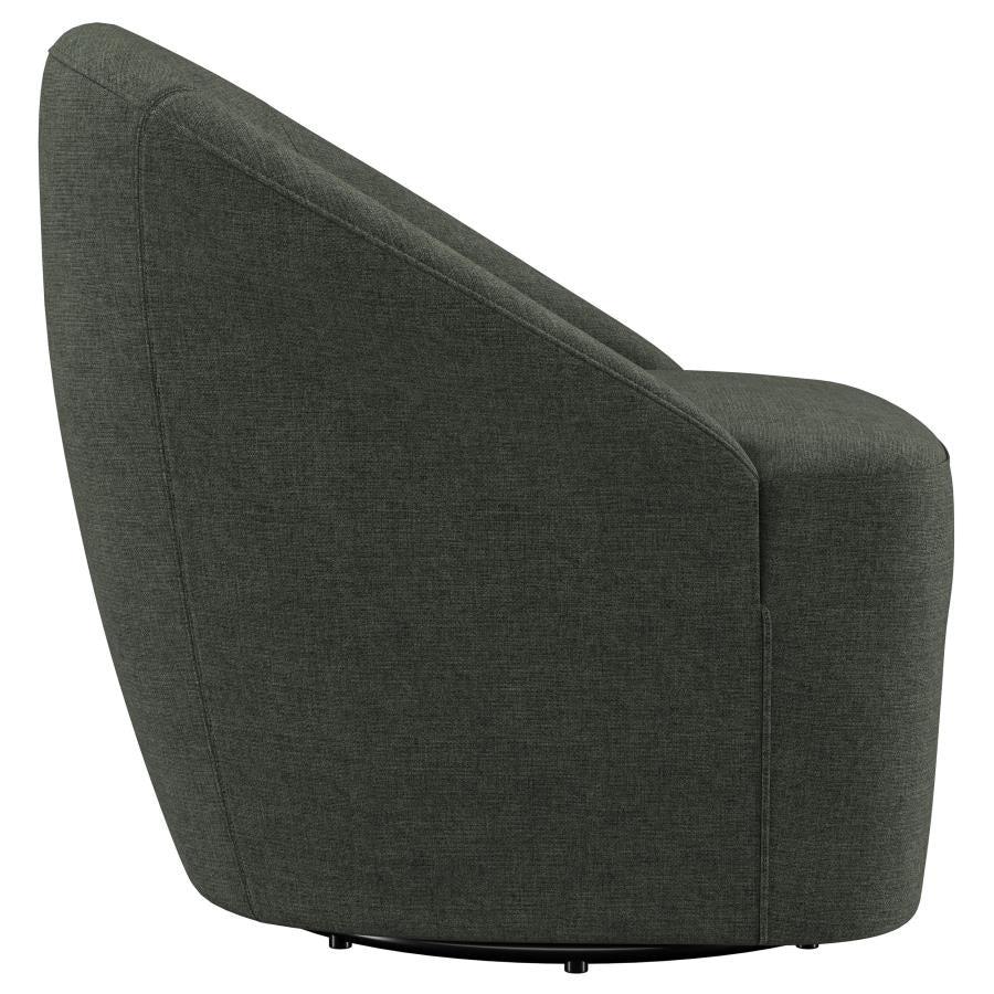 Leon Upholstered Barrel Accent Swivel Chair Hunter Green-9
