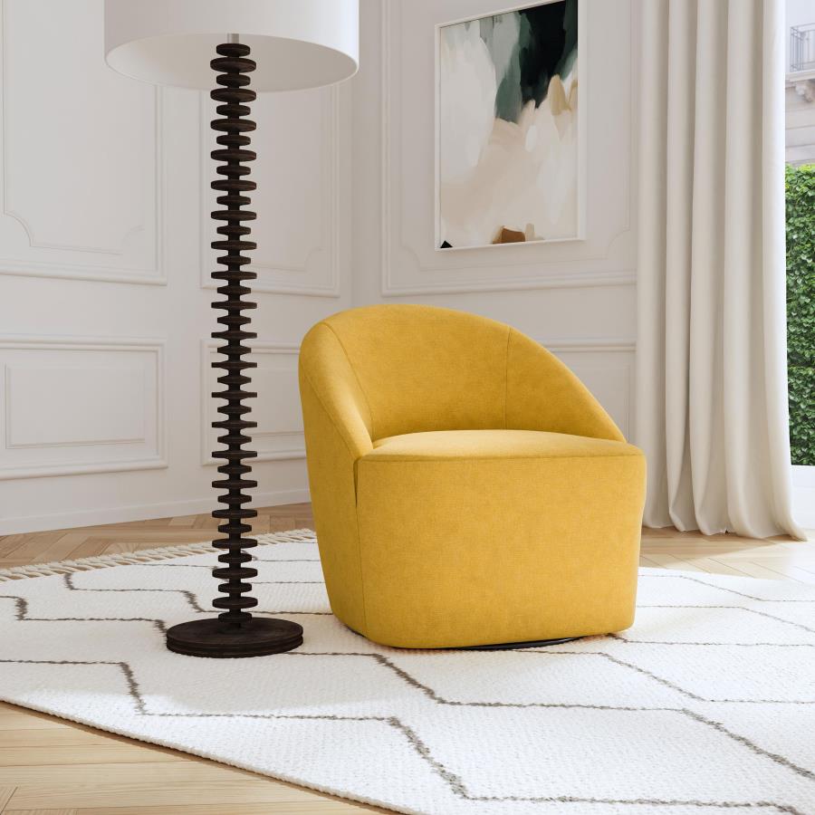 Leon Upholstered Barrel Accent Swivel Chair Mustard Yellow-zoom-2