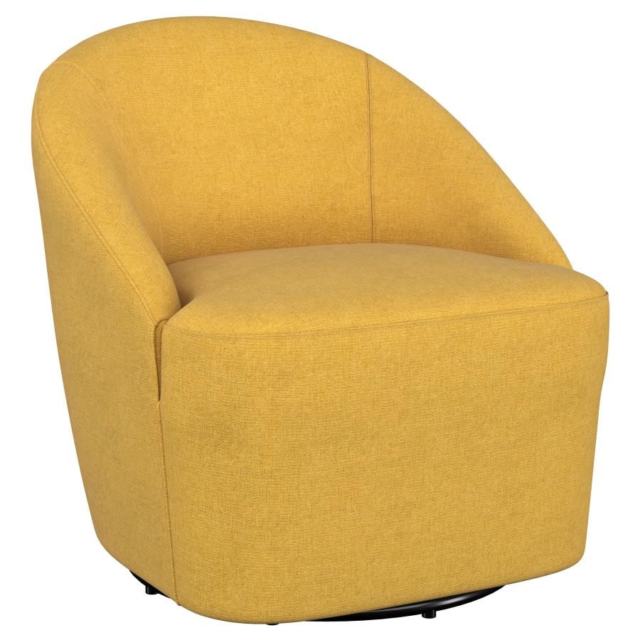Leon Upholstered Barrel Accent Swivel Chair Mustard Yellow-1