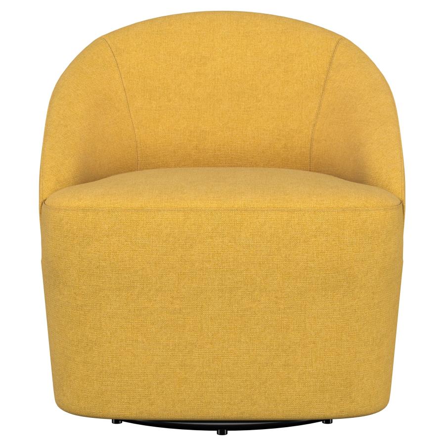Leon Upholstered Barrel Accent Swivel Chair Mustard Yellow-zoom-3
