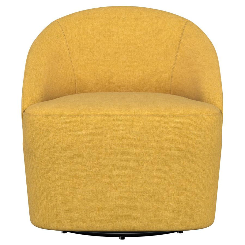 Leon Upholstered Barrel Accent Swivel Chair Mustard Yellow-zoom-
