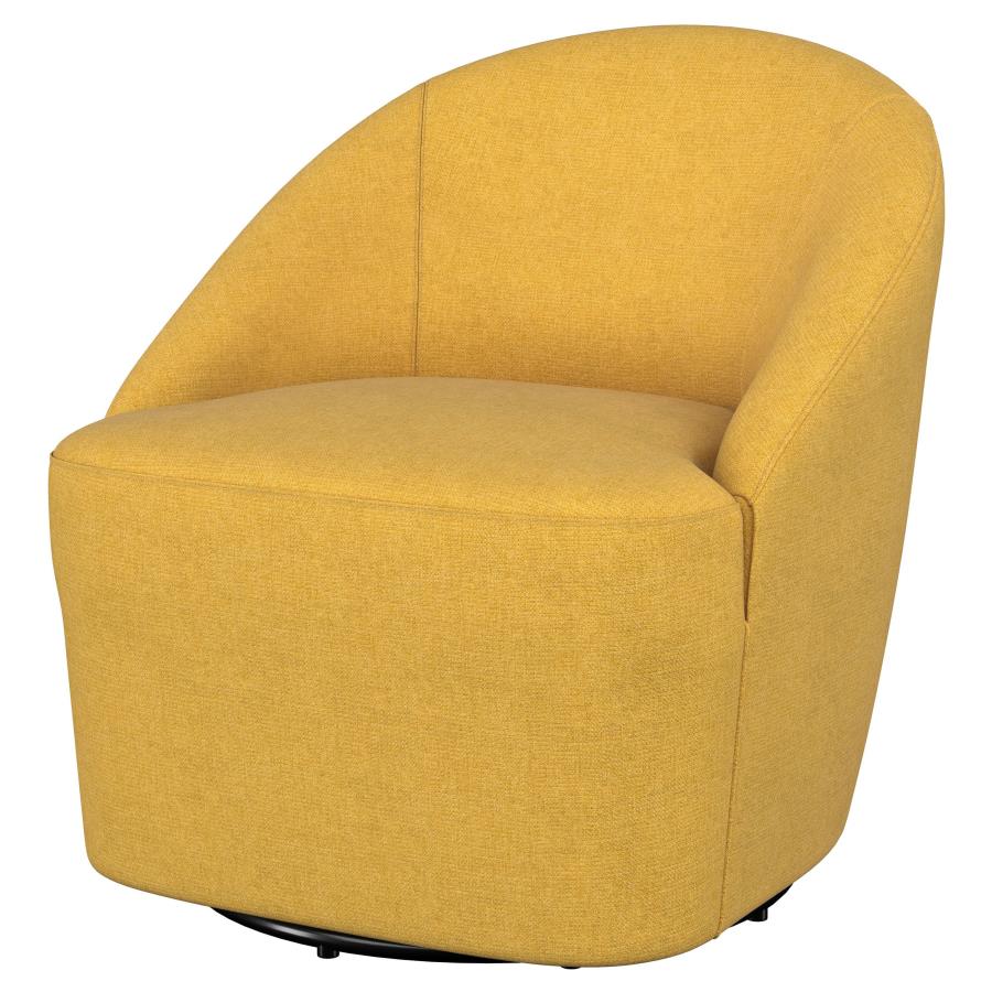 Leon Upholstered Barrel Accent Swivel Chair Mustard Yellow-zoom-4