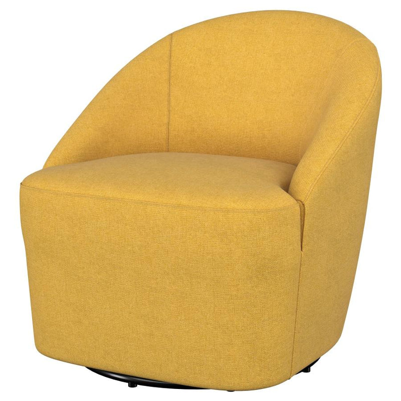 Leon Upholstered Barrel Accent Swivel Chair Mustard Yellow-zoom-
