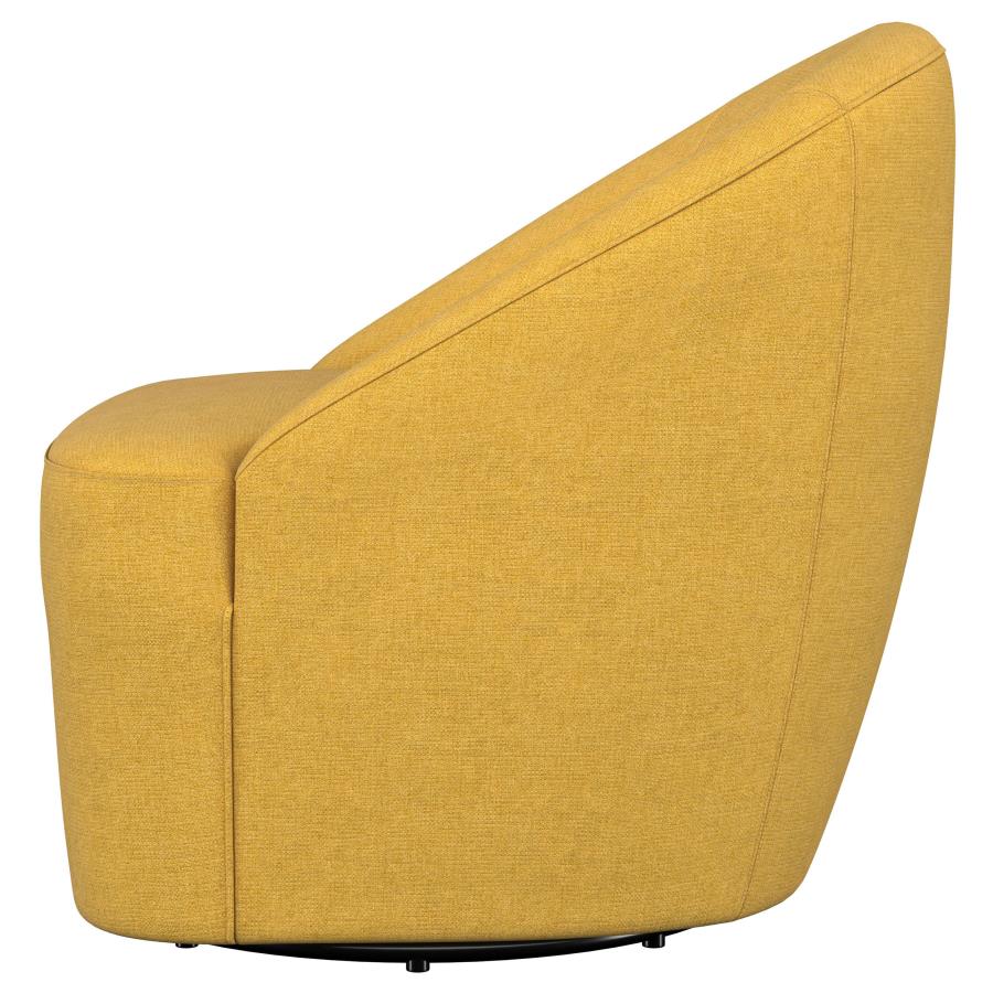 Leon Upholstered Barrel Accent Swivel Chair Mustard Yellow-zoom-5