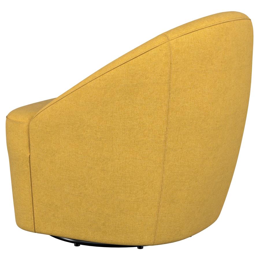 Leon Upholstered Barrel Accent Swivel Chair Mustard Yellow-6