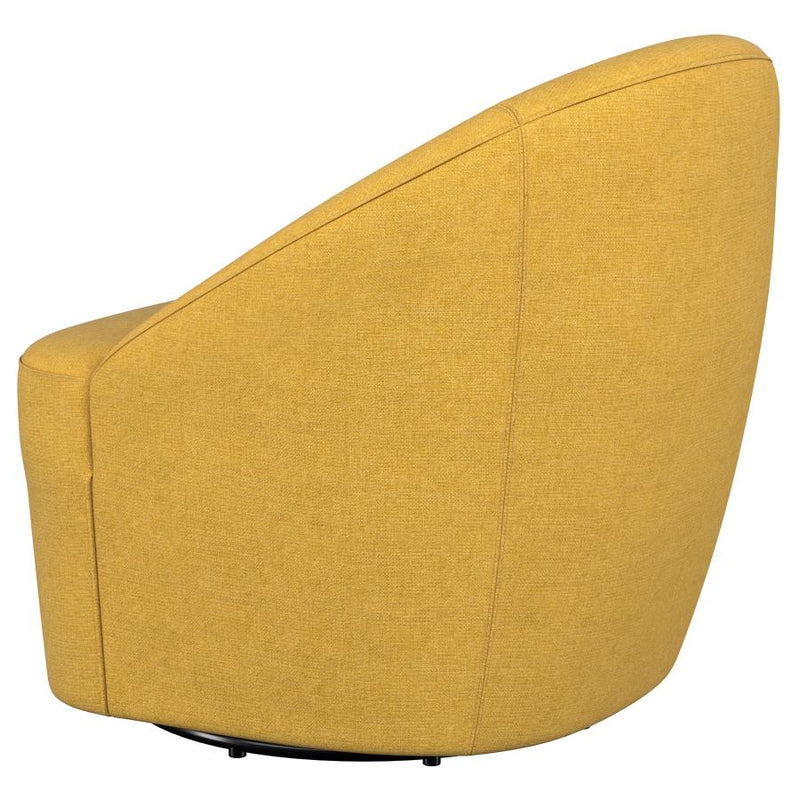 Leon Upholstered Barrel Accent Swivel Chair Mustard Yellow-zoom-