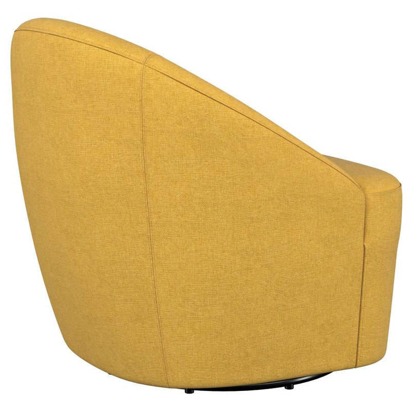 Leon Upholstered Barrel Accent Swivel Chair Mustard Yellow-zoom-