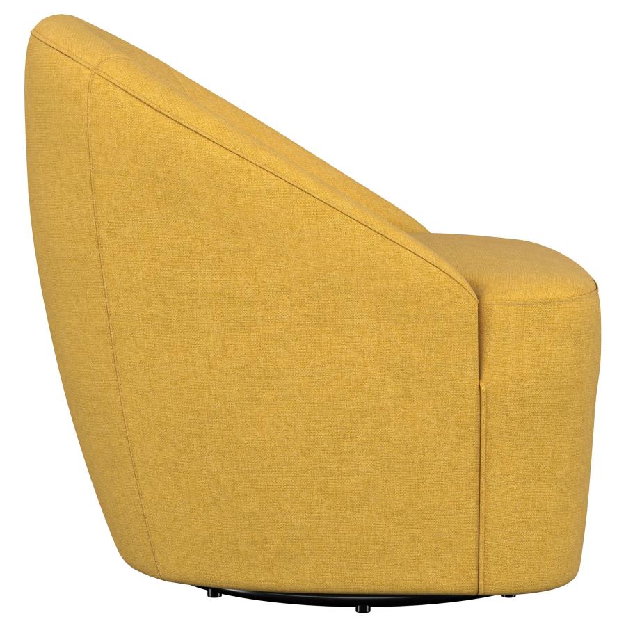 Leon Upholstered Barrel Accent Swivel Chair Mustard Yellow-9