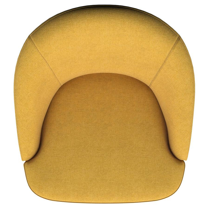 Leon Upholstered Barrel Accent Swivel Chair Mustard Yellow-zoom-