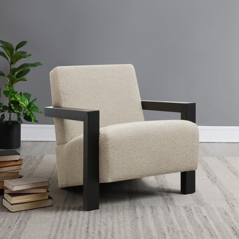 Fitzroy Boucle Upholstered Accent Arm Chair Latte-zoom-