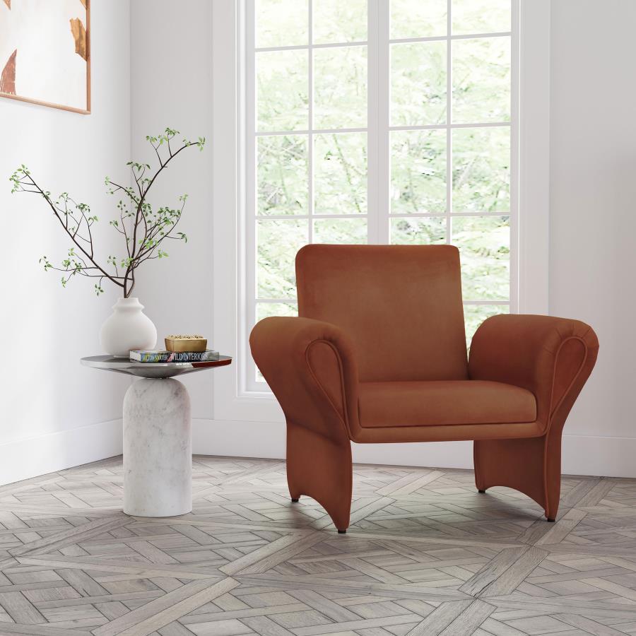 Liana Upholstered Roll Arm Accent Armchair Rust Orange-2