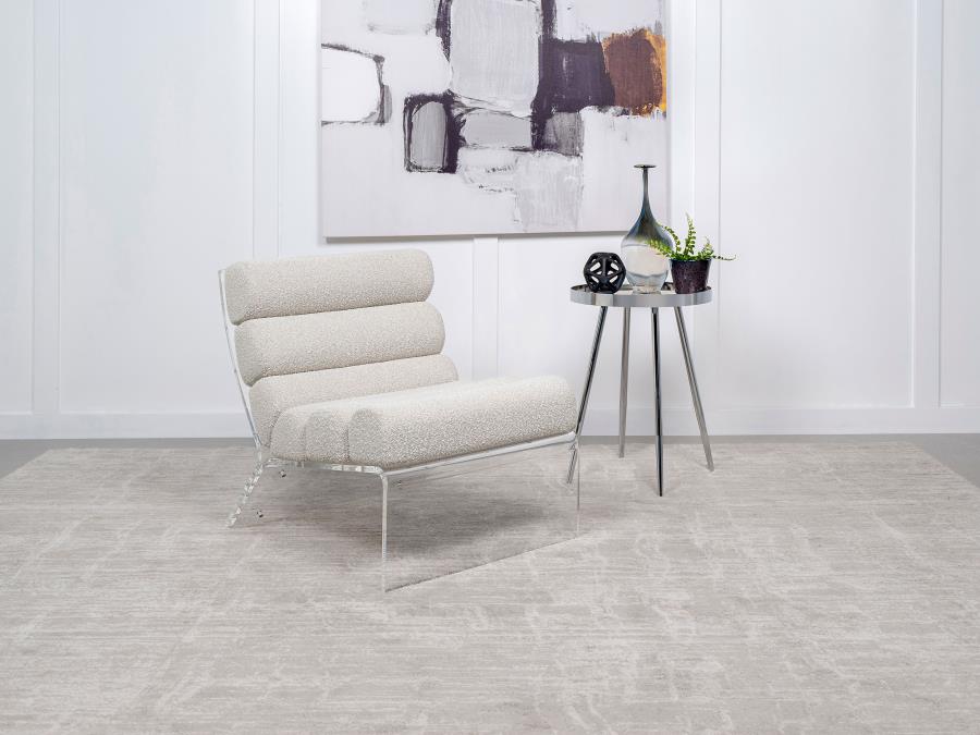 Serreta Boucle Upholstered Armless Acrylic Chair Ivory-zoom-2