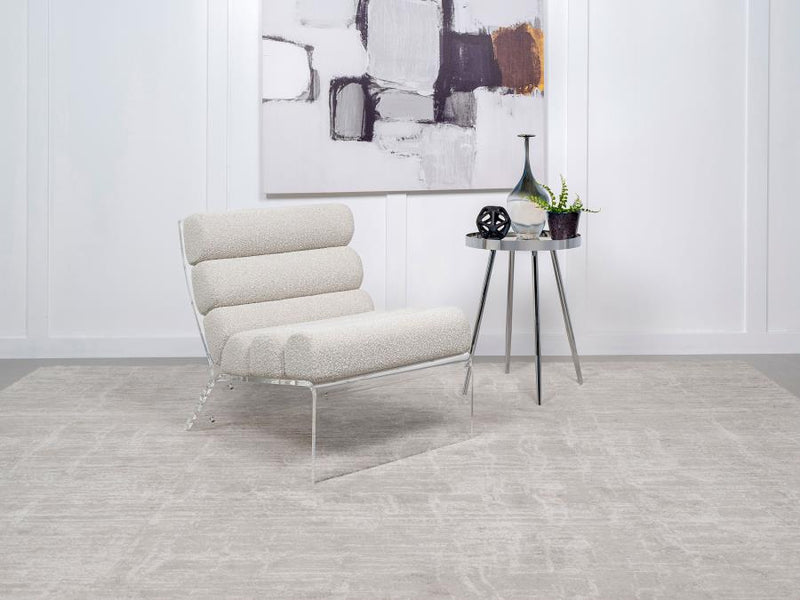 Serreta Boucle Upholstered Armless Acrylic Chair Ivory-zoom-