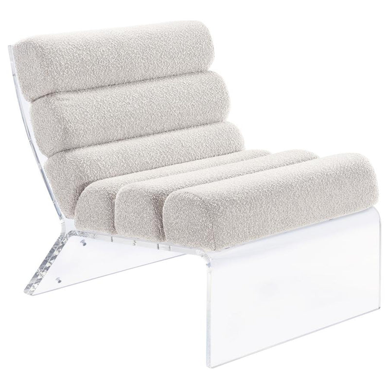 Serreta Boucle Upholstered Armless Acrylic Chair Ivory-zoom-