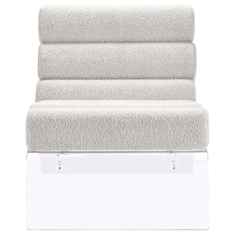 Serreta Boucle Upholstered Armless Acrylic Chair Ivory-zoom-