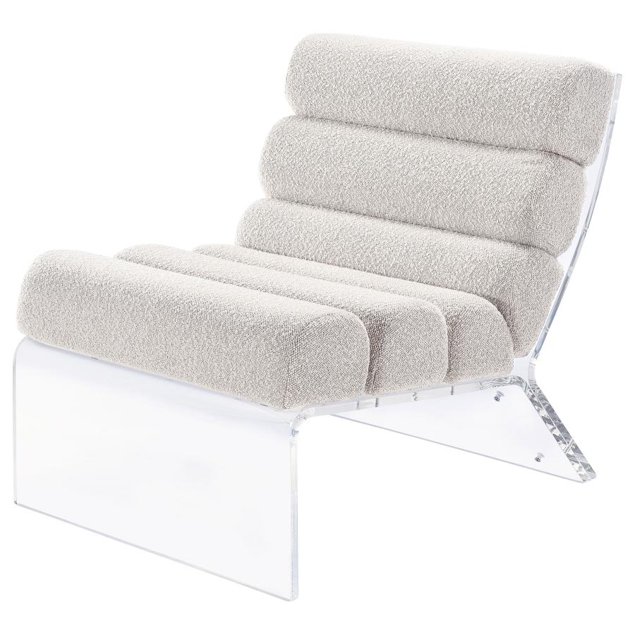Serreta Boucle Upholstered Armless Acrylic Chair Ivory-zoom-4