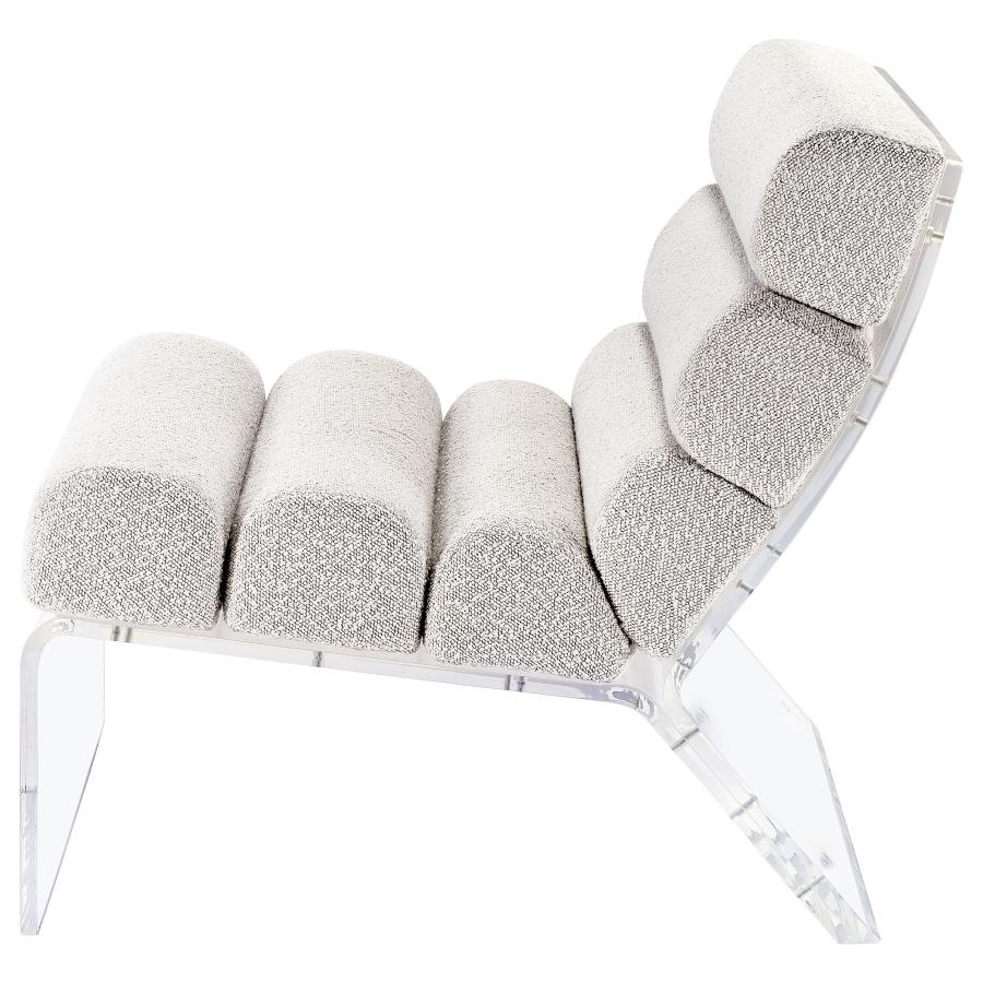 Serreta Boucle Upholstered Armless Acrylic Chair Ivory-zoom-5