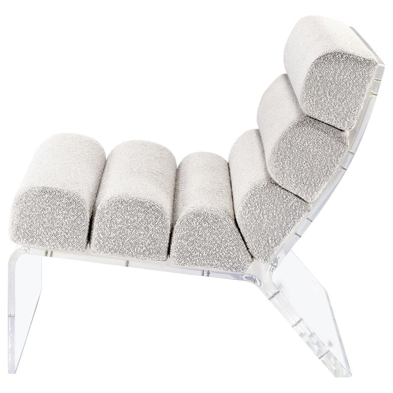 Serreta Boucle Upholstered Armless Acrylic Chair Ivory-zoom-