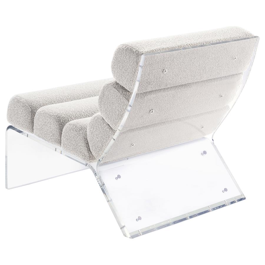 Serreta Boucle Upholstered Armless Acrylic Chair Ivory-6